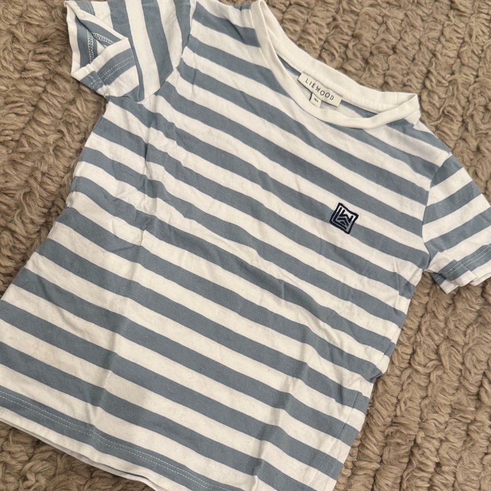 Lilwood Blue and White Striped Kids Tee